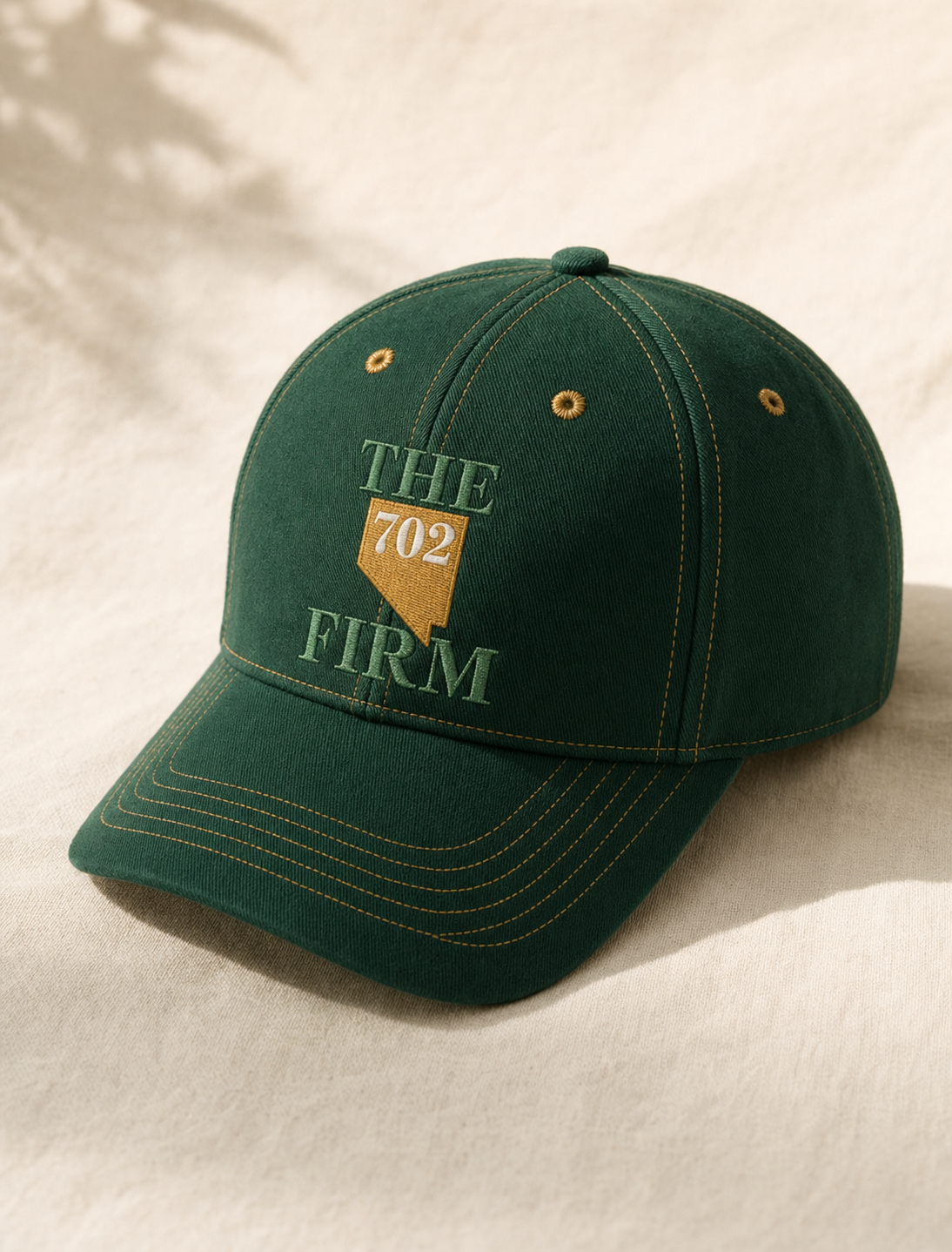 702 Firm Baseball Cap — forest green with gold